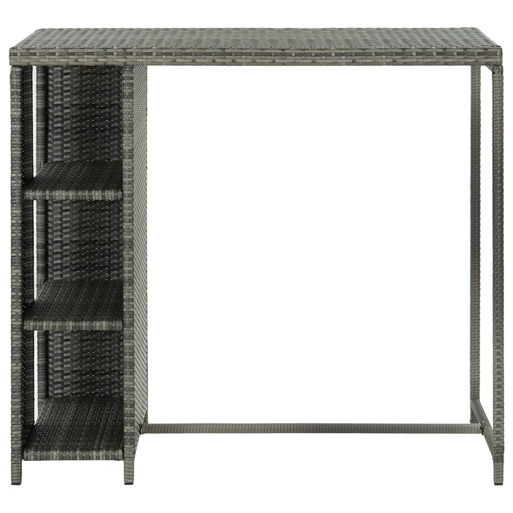 vidaXL Barový stolík s úložným regálom sivý 120x60x110 cm polyratan
