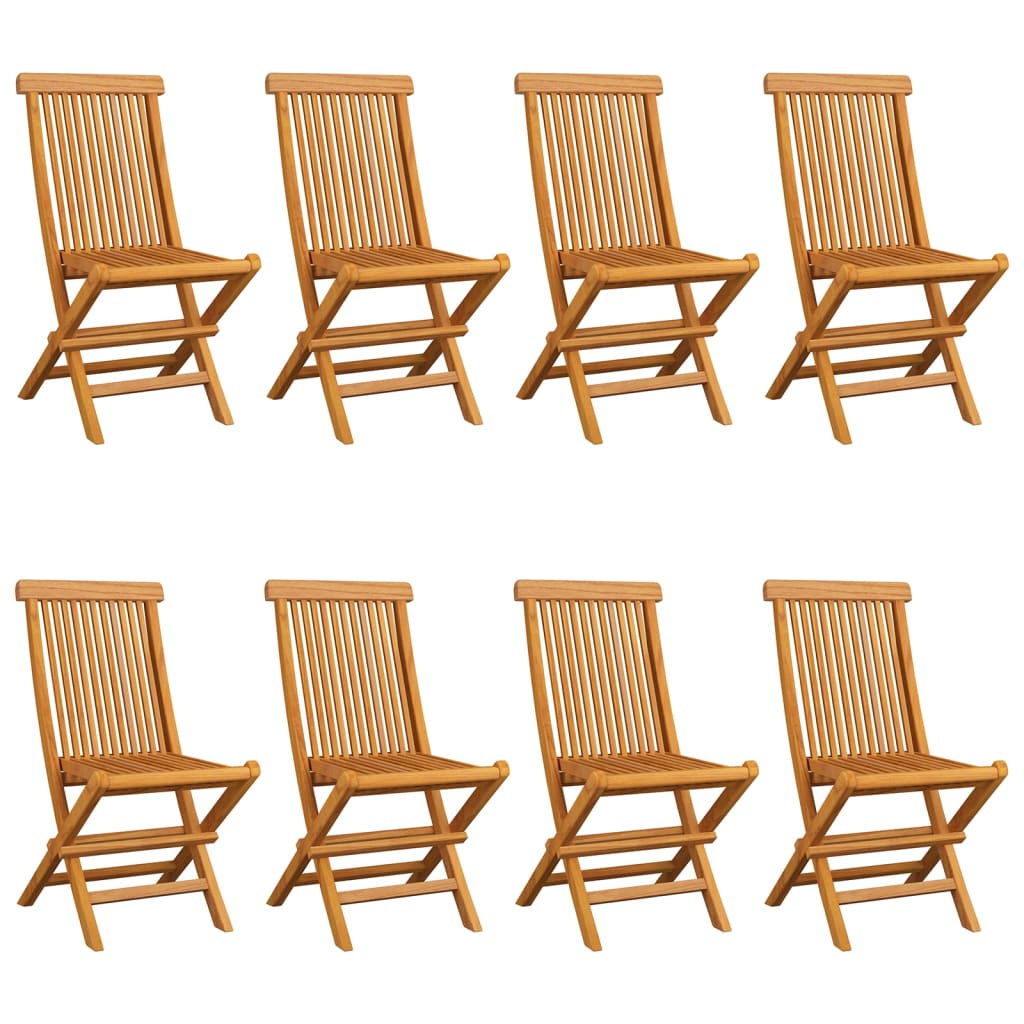 vidaXL Záhradné stoličky s bledozelenými podložkami 8 ks tíkový masív