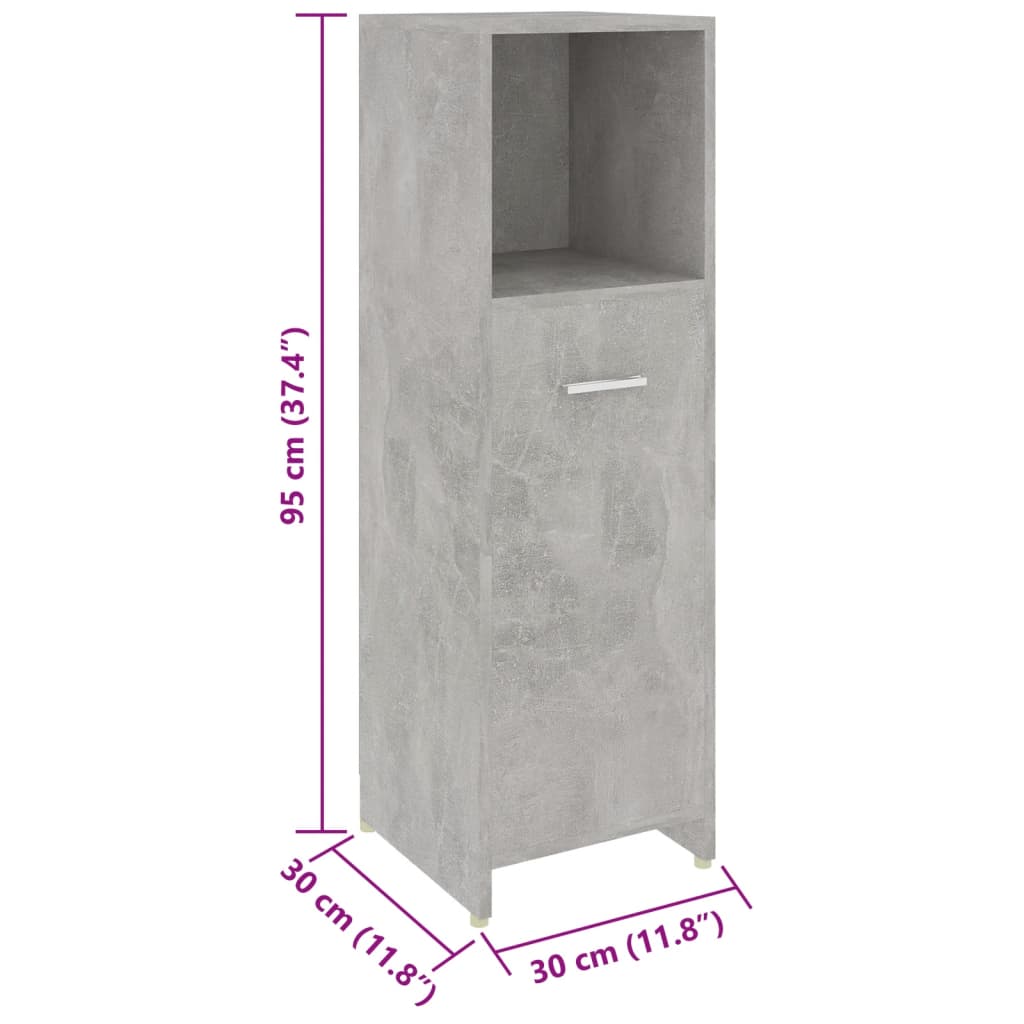 vidaXL 4-dielna súprava kúpeľňového nábytku betónovosivá