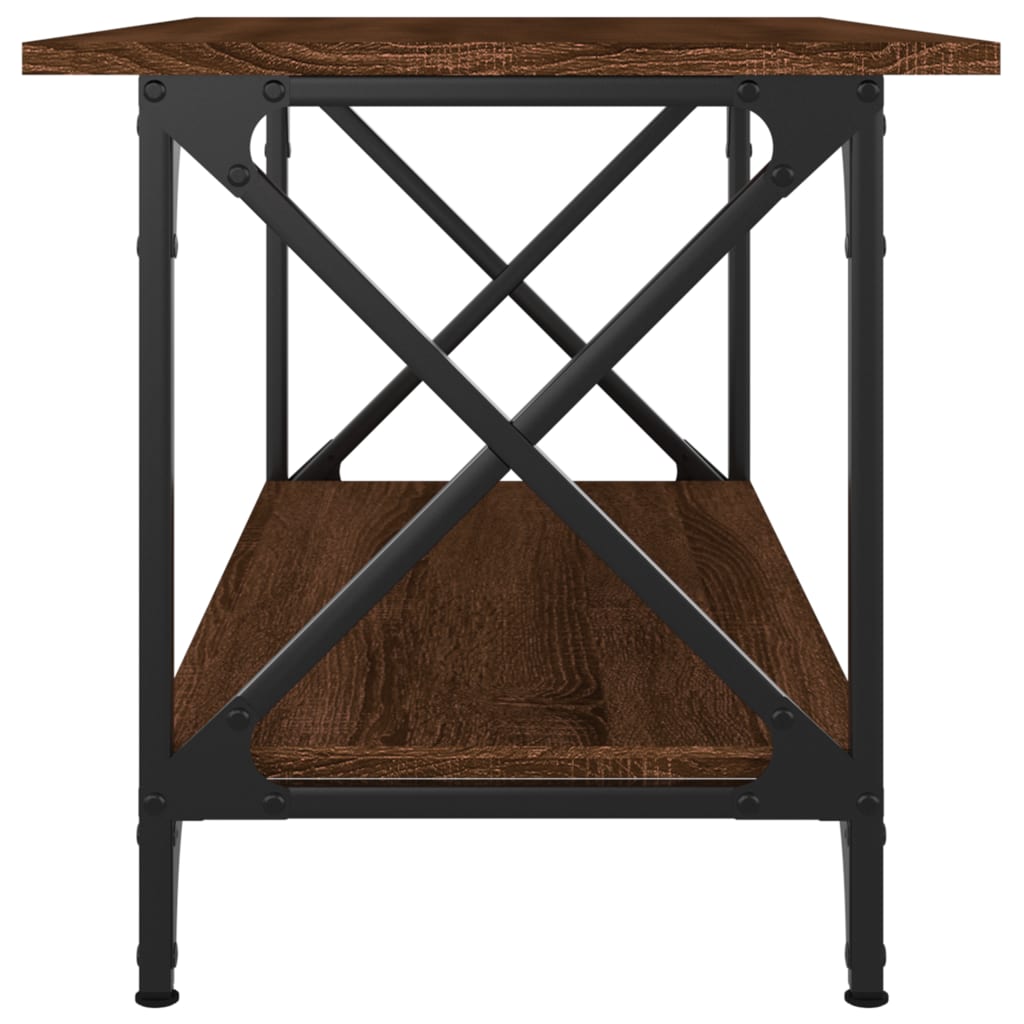 vidaXL Konferenčný stolík hnedý dub 80x45x45 cm sprac. drevo a železo