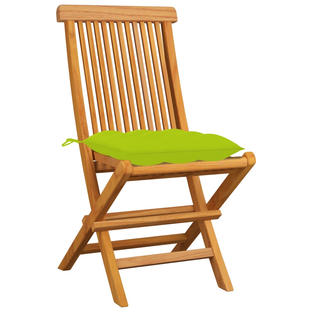 vidaXL Záhradné stoličky s jasnozelenými podložkami 8 ks tíkový masív