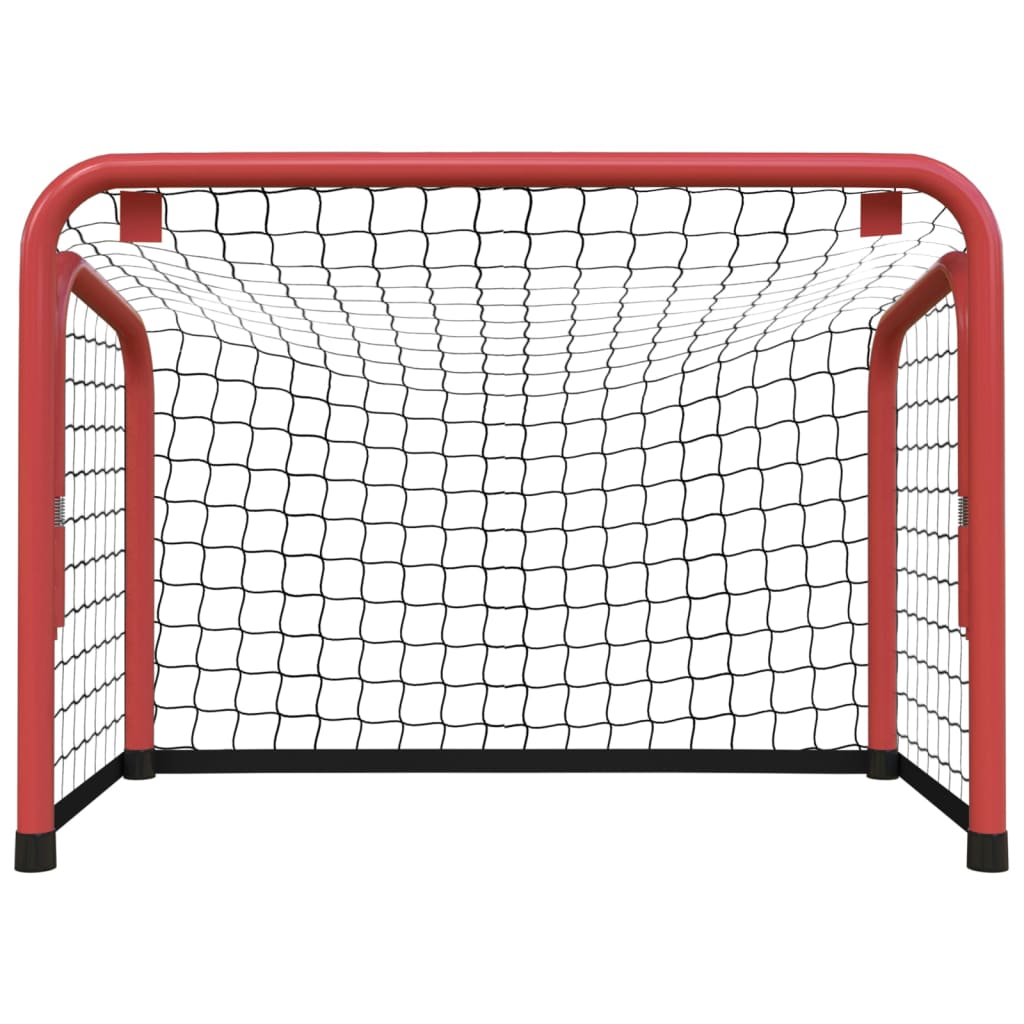 vidaXL Hokejová bránka a sieť červeno-čierna 68x32x47cm oceľ+polyester