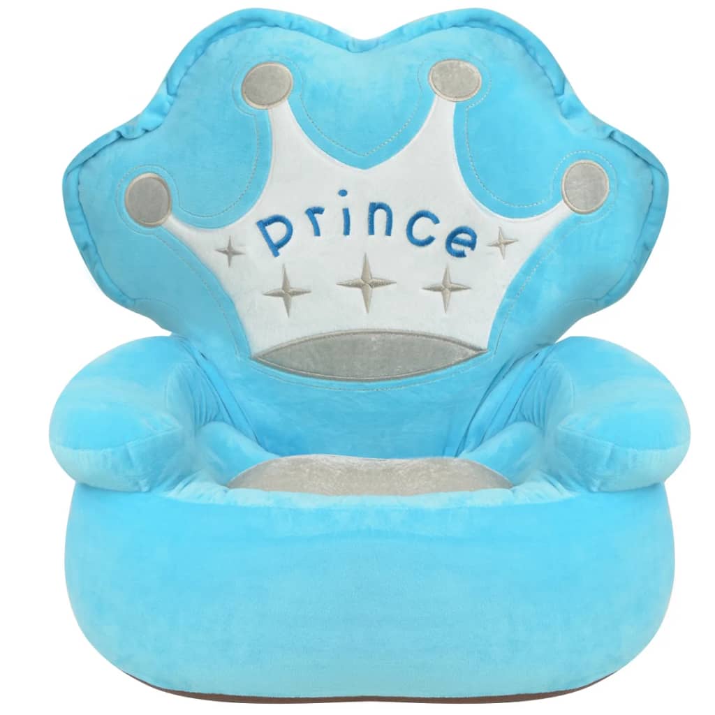 vidaXL Detské plyšové kreslo Prince, modré