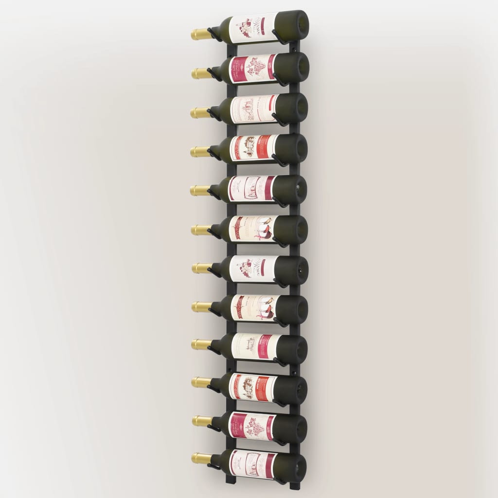 vidaXL Nástenný stojan na víno na 12 fliaš čierny železný