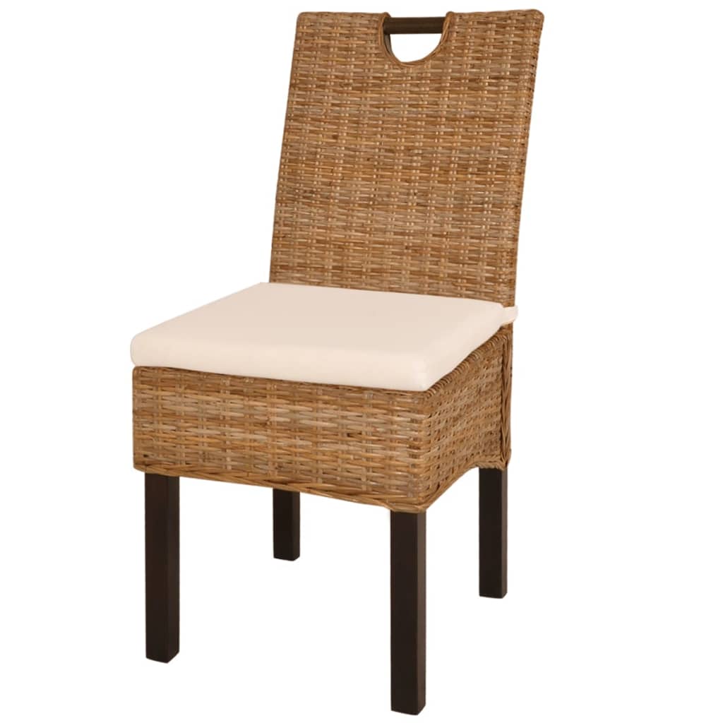 vidaXL Jedálenské stoličky, 6 ks, ratan kubu a mangové drevo