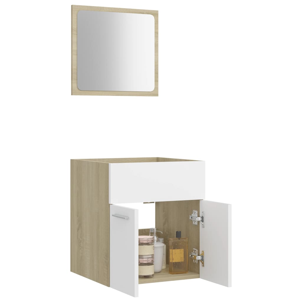 vidaXL 2-dielna súprava kúpeľňového nábytku biela a dub drevotrieska