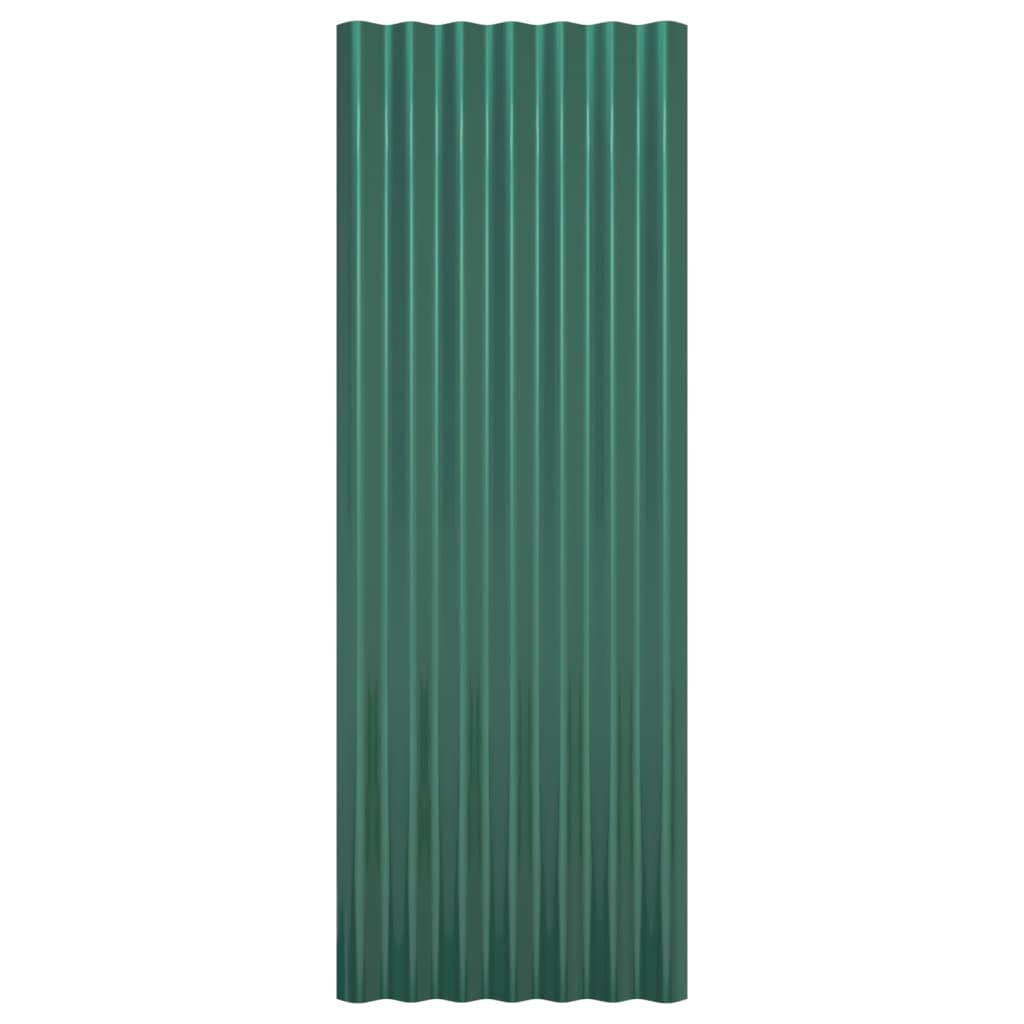 vidaXL Strešné panely 12 ks práškovaná oceľ zelená 100x36 cm