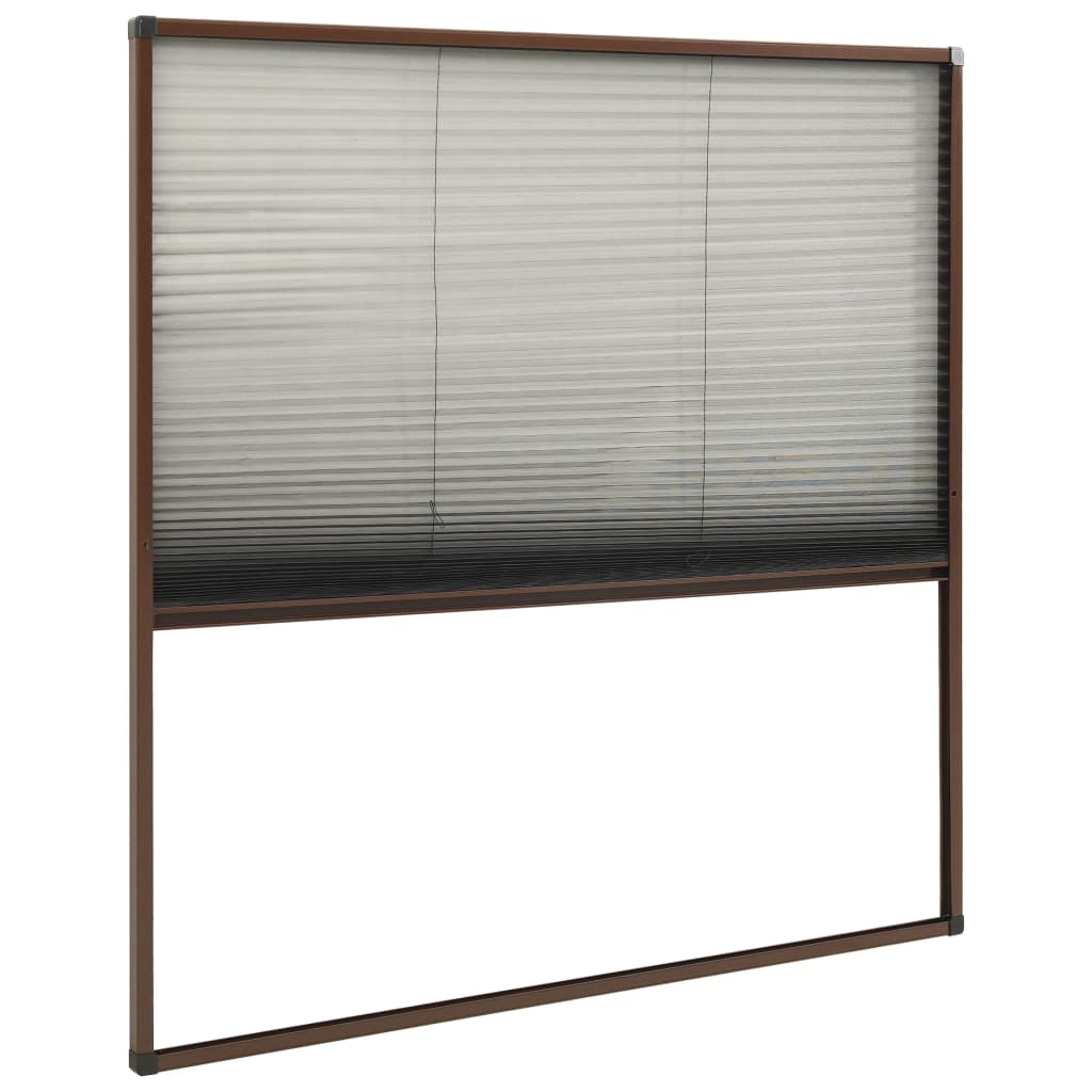vidaXL Plisovaná okenná sieťka proti hmyzu, hliník, hnedá 120x120 cm