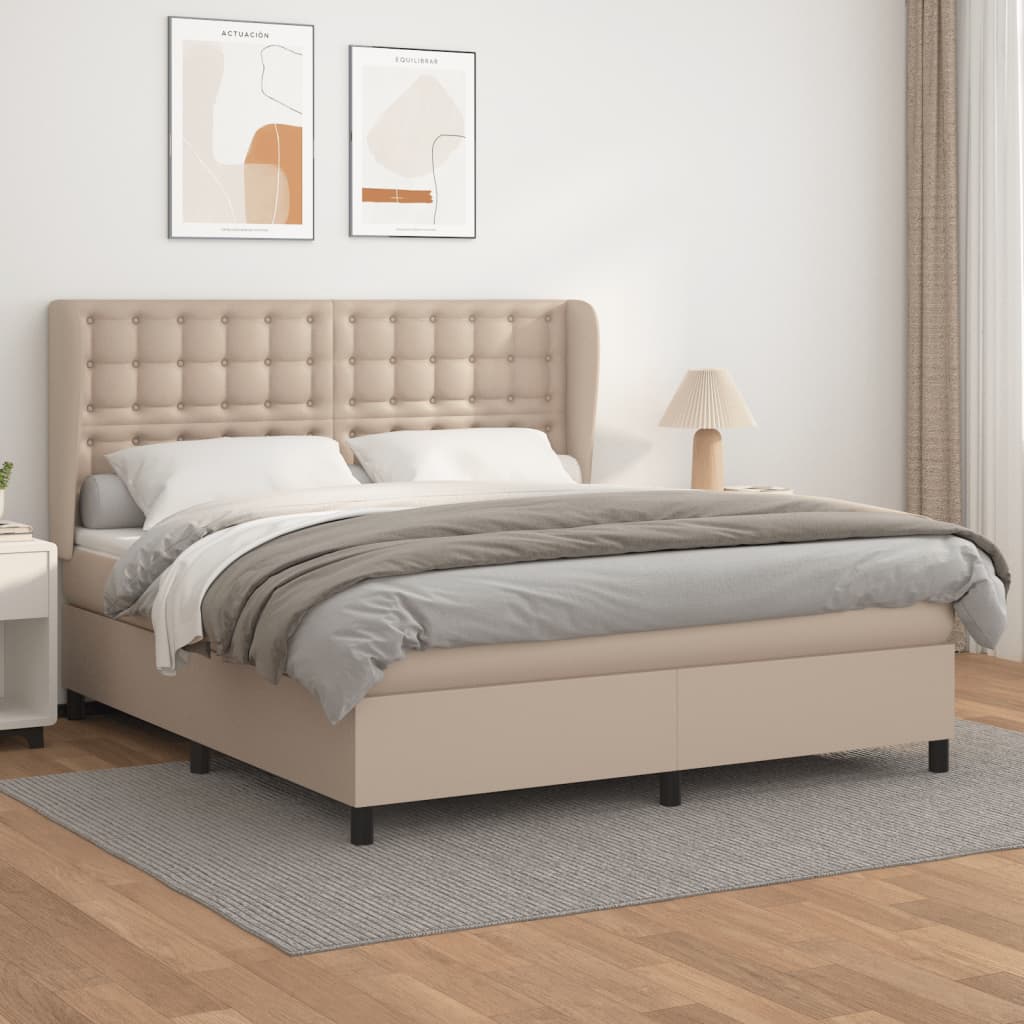 vidaXL Boxspring posteľ s matracom kapučínová 160x200 cm umelá koža