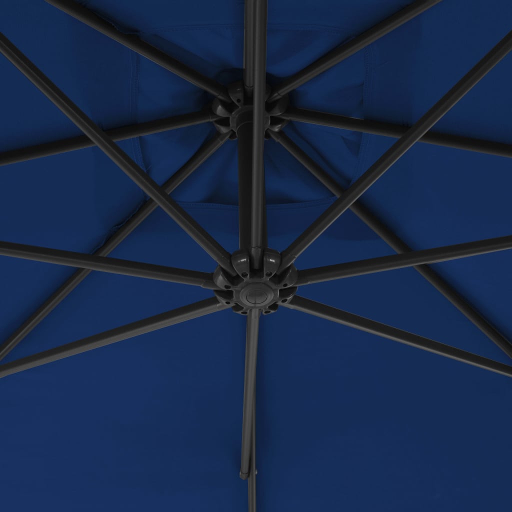vidaXL Závesný slnečník s oceľovou tyčou 250x250 cm, azúrový