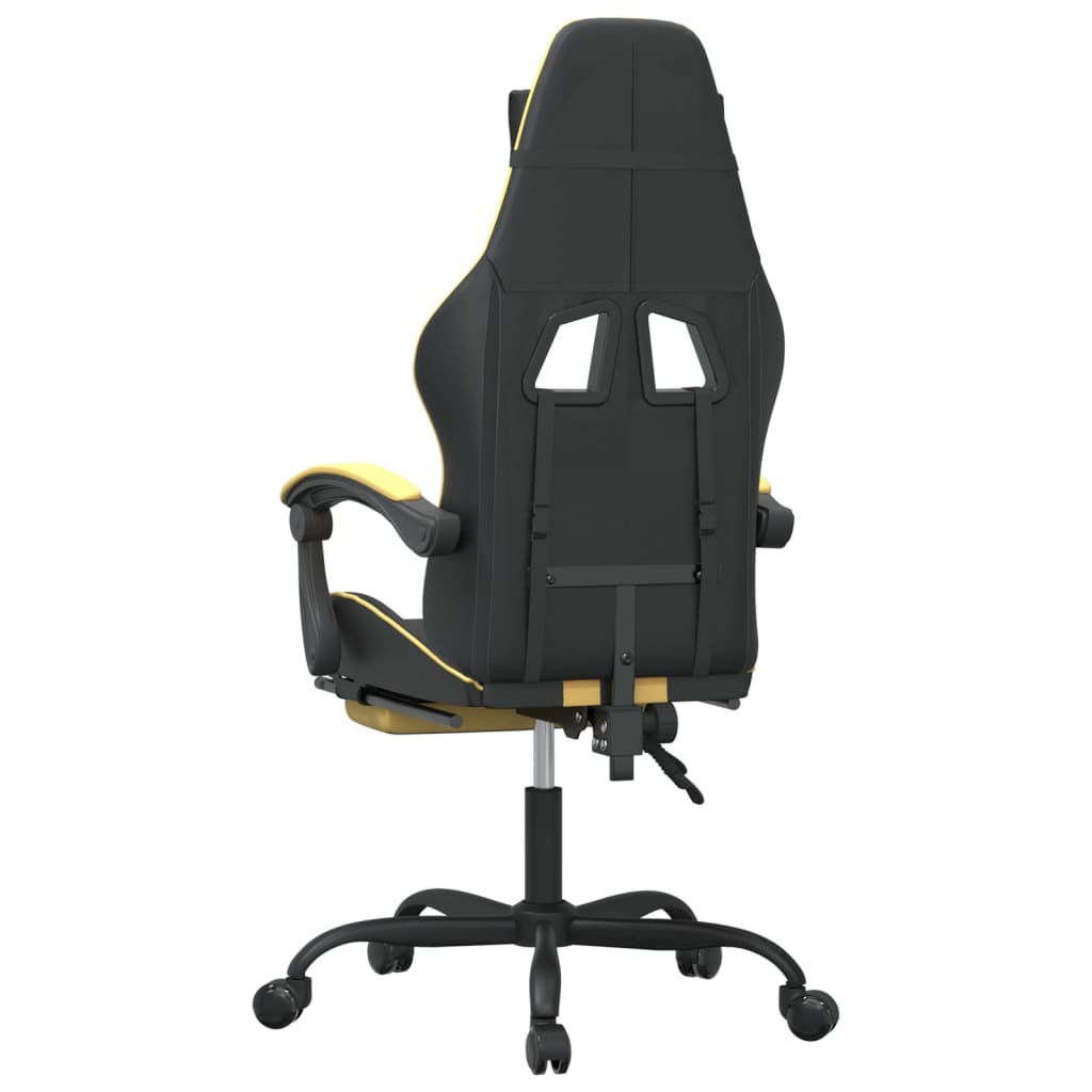 vidaXL Otočná herná stolička s podnožkou čierna a zlatá umelá koža