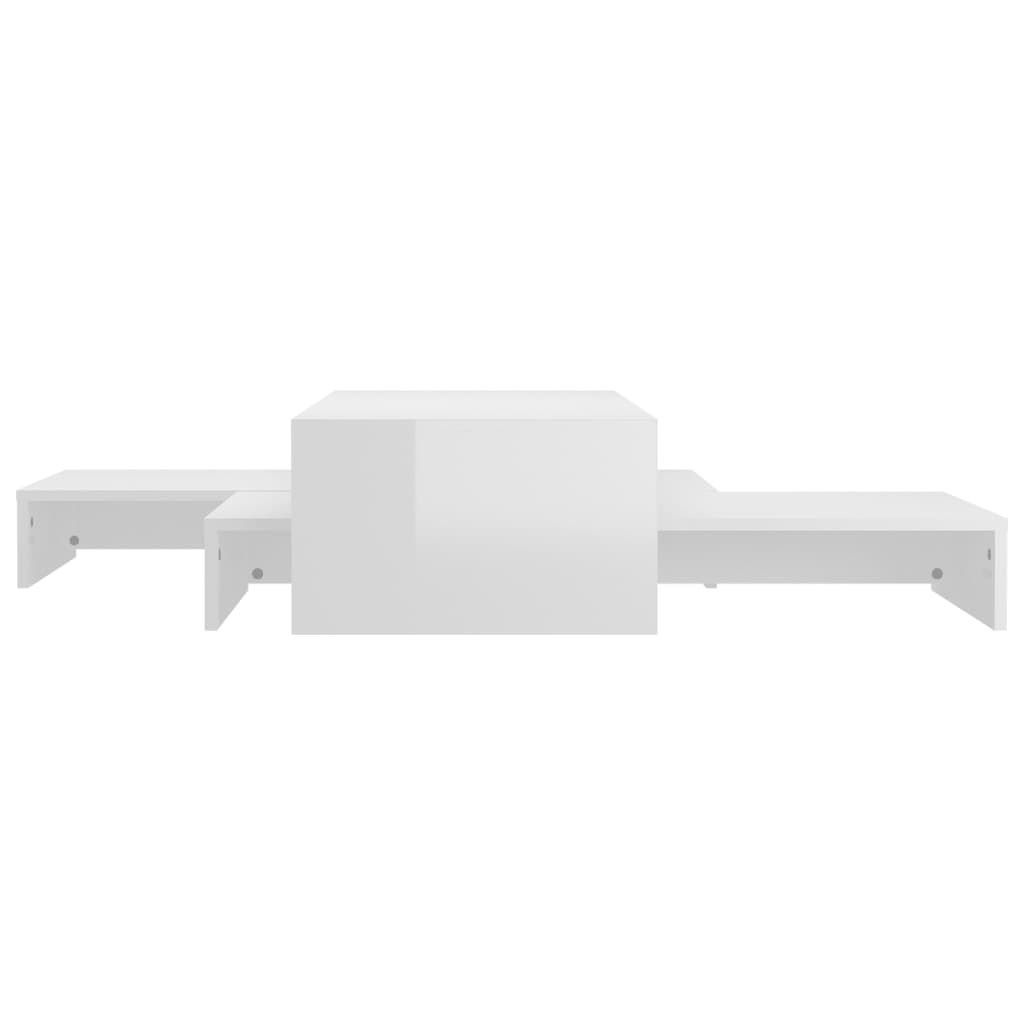 vidaXL Zasúvací konferenčný stolík lesklý biely 100x100x26,5 cm