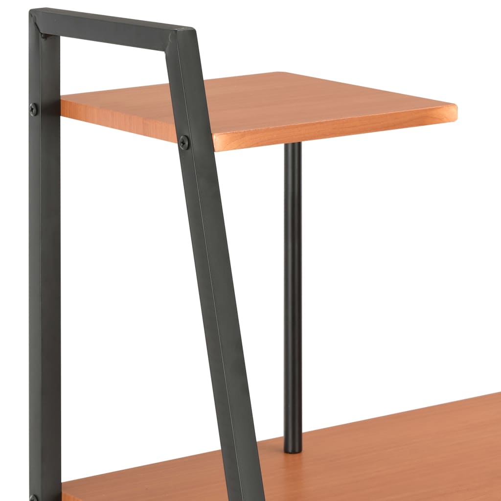 vidaXL Písací stôl s policami, čierny a hnedý 102x50x117 cm