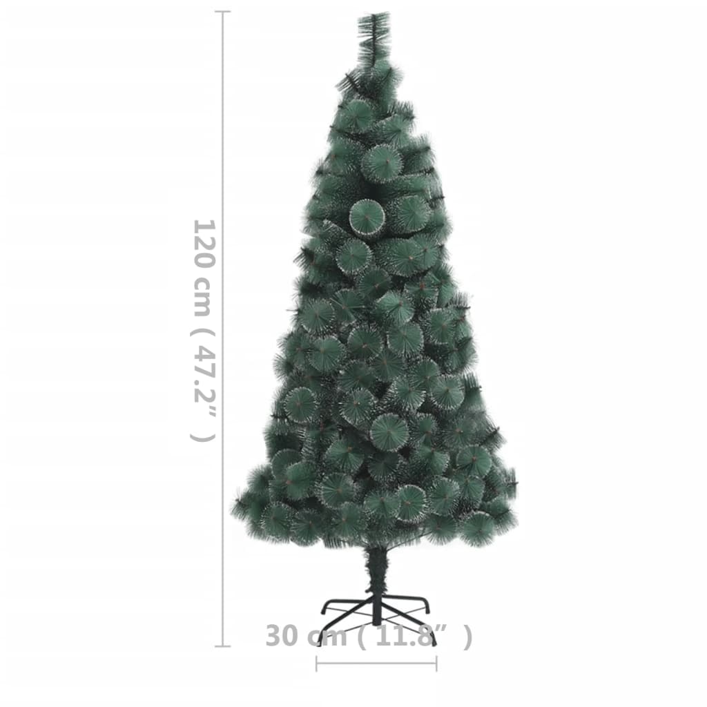 vidaXL Osvetlený umelý vianočný stromček+stojan, zelený 120 cm, PET