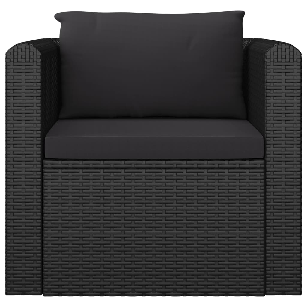 vidaXL 7-dielna záhradná sedacia súprava s vankúšmi polyratanová čierna