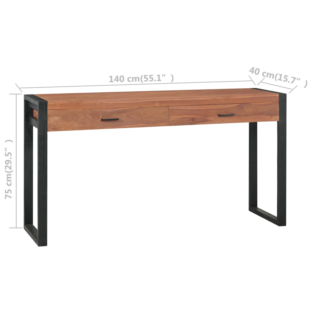 vidaXL Písací stôl s 2 zásuvkami 140x40x75 cm, tíkové drevo