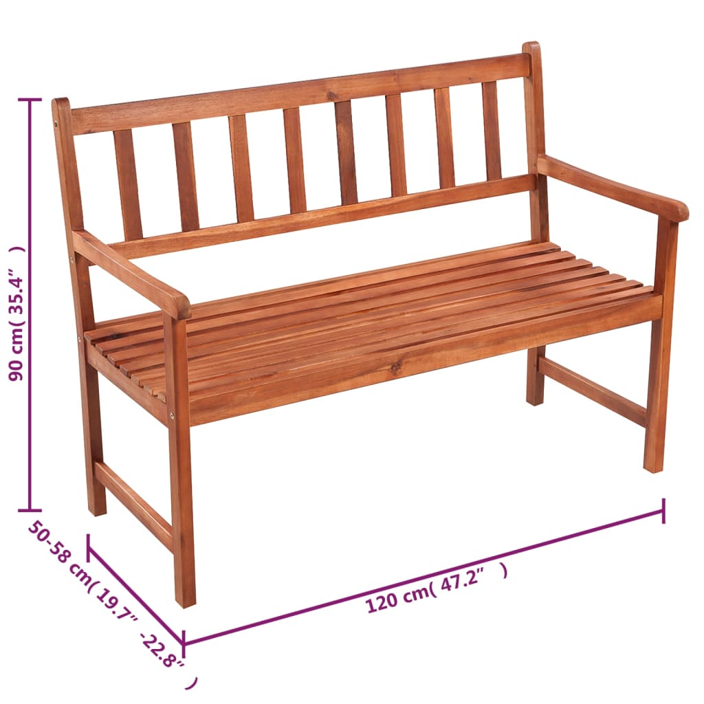 vidaXL Záhradná lavička s podložkou 120 cm, akáciový masív
