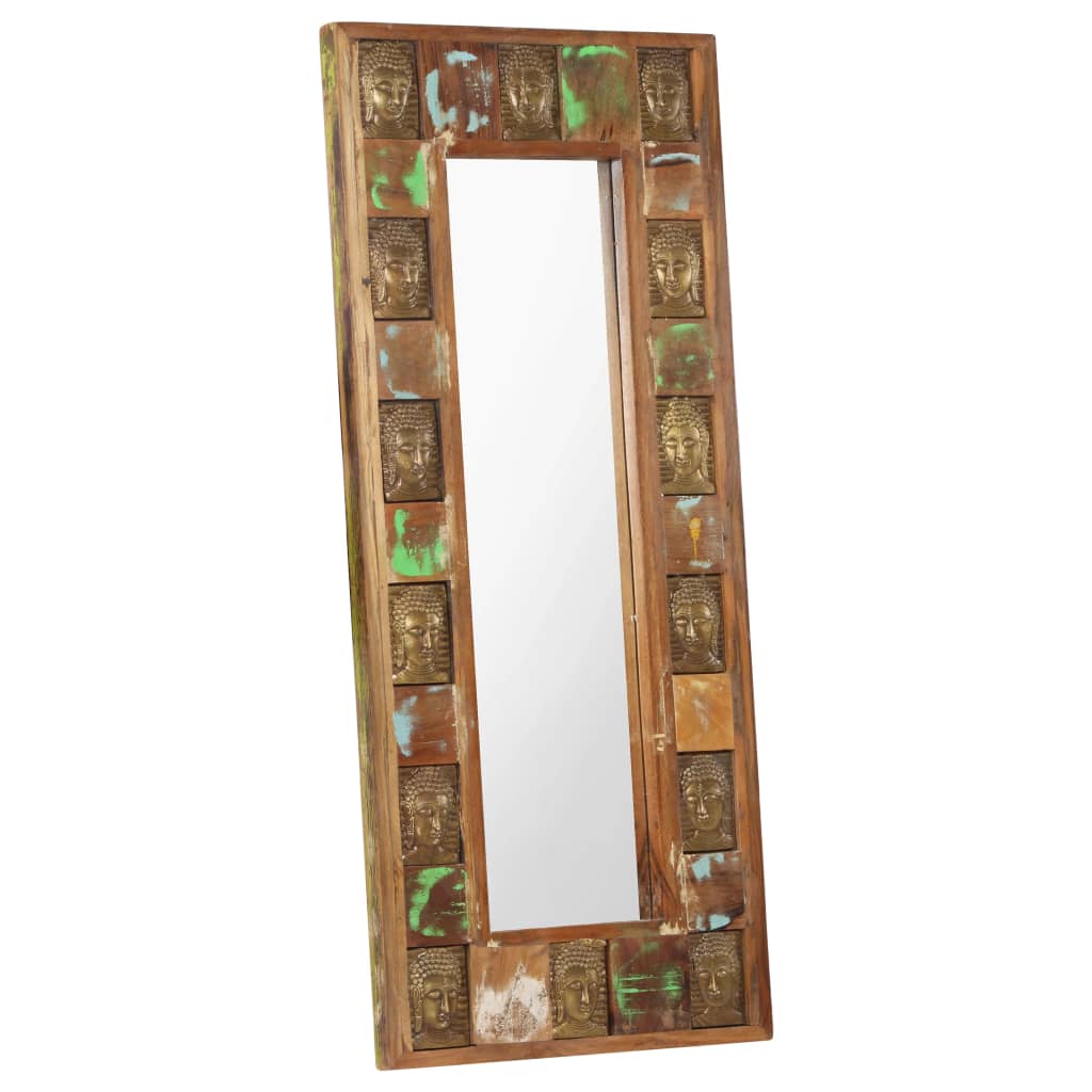 vidaXL Zrkadlo s obložením s Budhom 50x110 cm masívne recyklované drevo