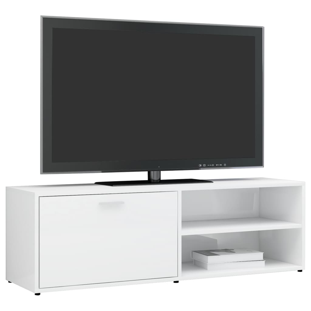 vidaXL TV skrinka, lesklá biela 120x34x37 cm, drevotrieska