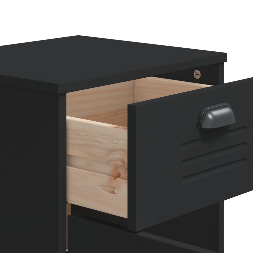 vidaXL Nočný stolík VIKEN, čierny, kompozitné drevo
