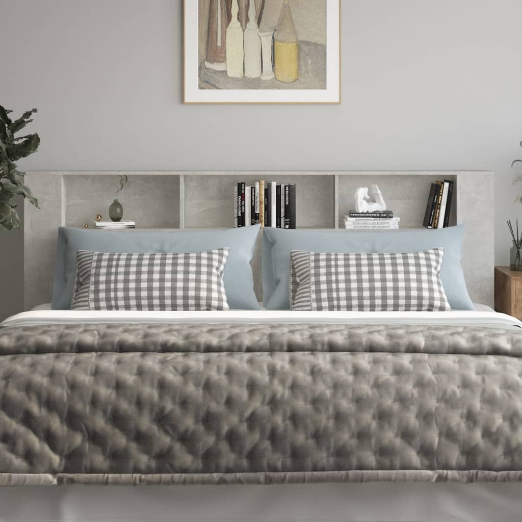 vidaXL Čelo postele so skrinkou betónovo sivé 220x18,5x104,5 cm