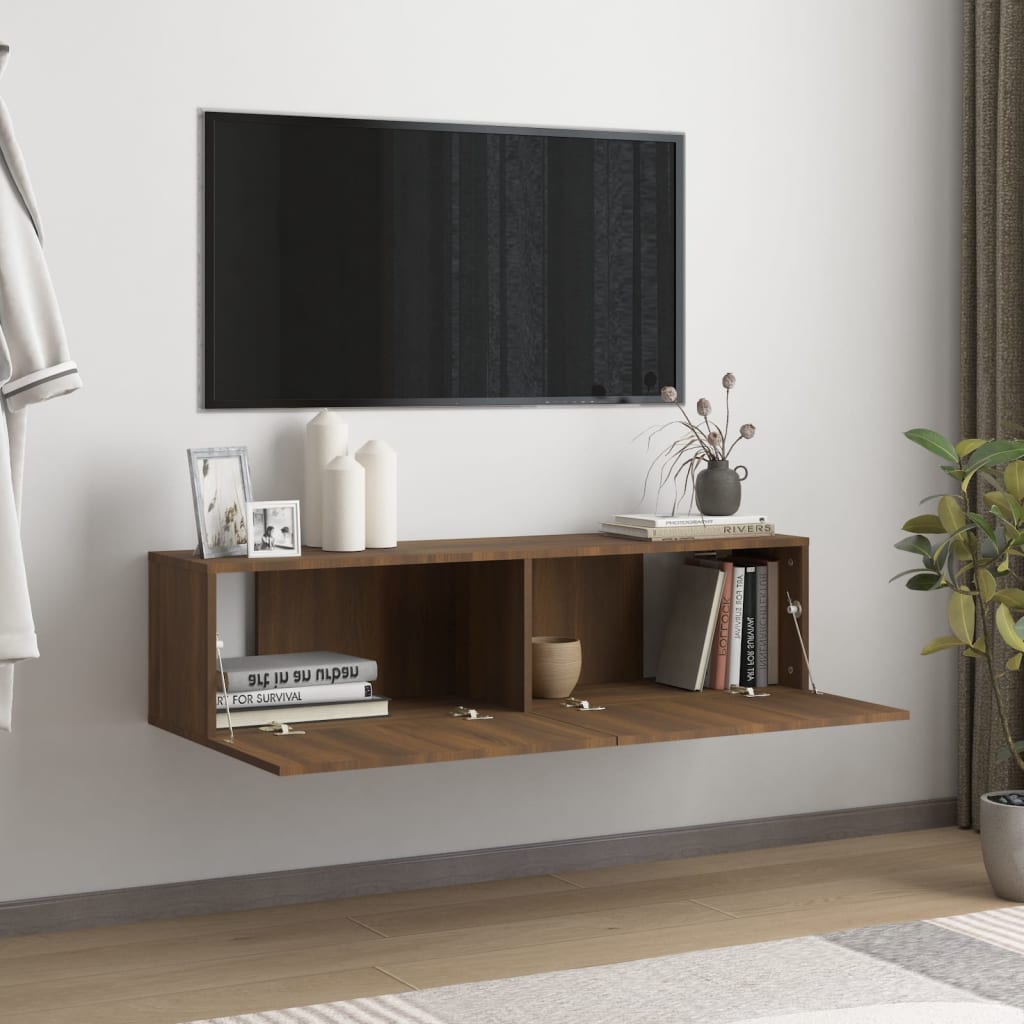 vidaXL Nástenná TV skrinka hnedý dub 120x30x30 cm spracované drevo