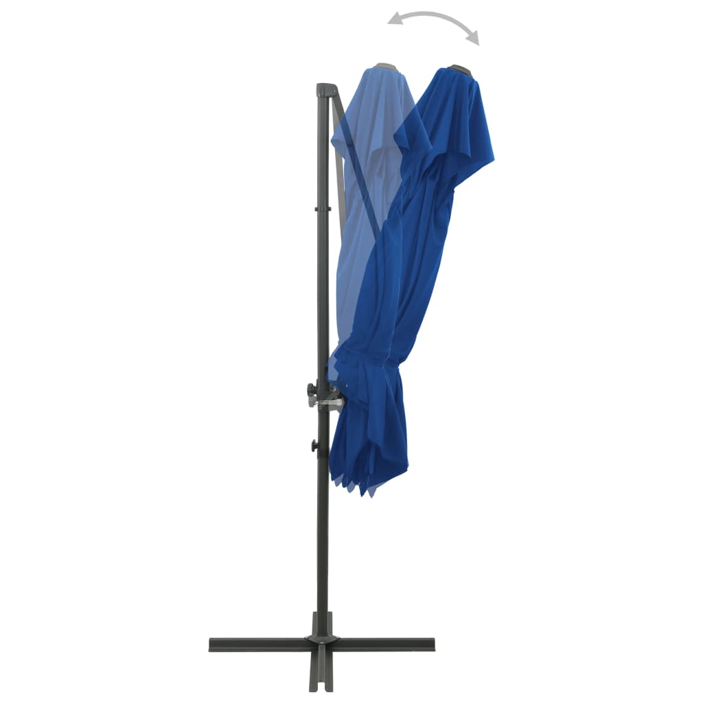 vidaXL Závesný slnečník s dvojitou strieškou azúrovo-modrý 250x250 cm