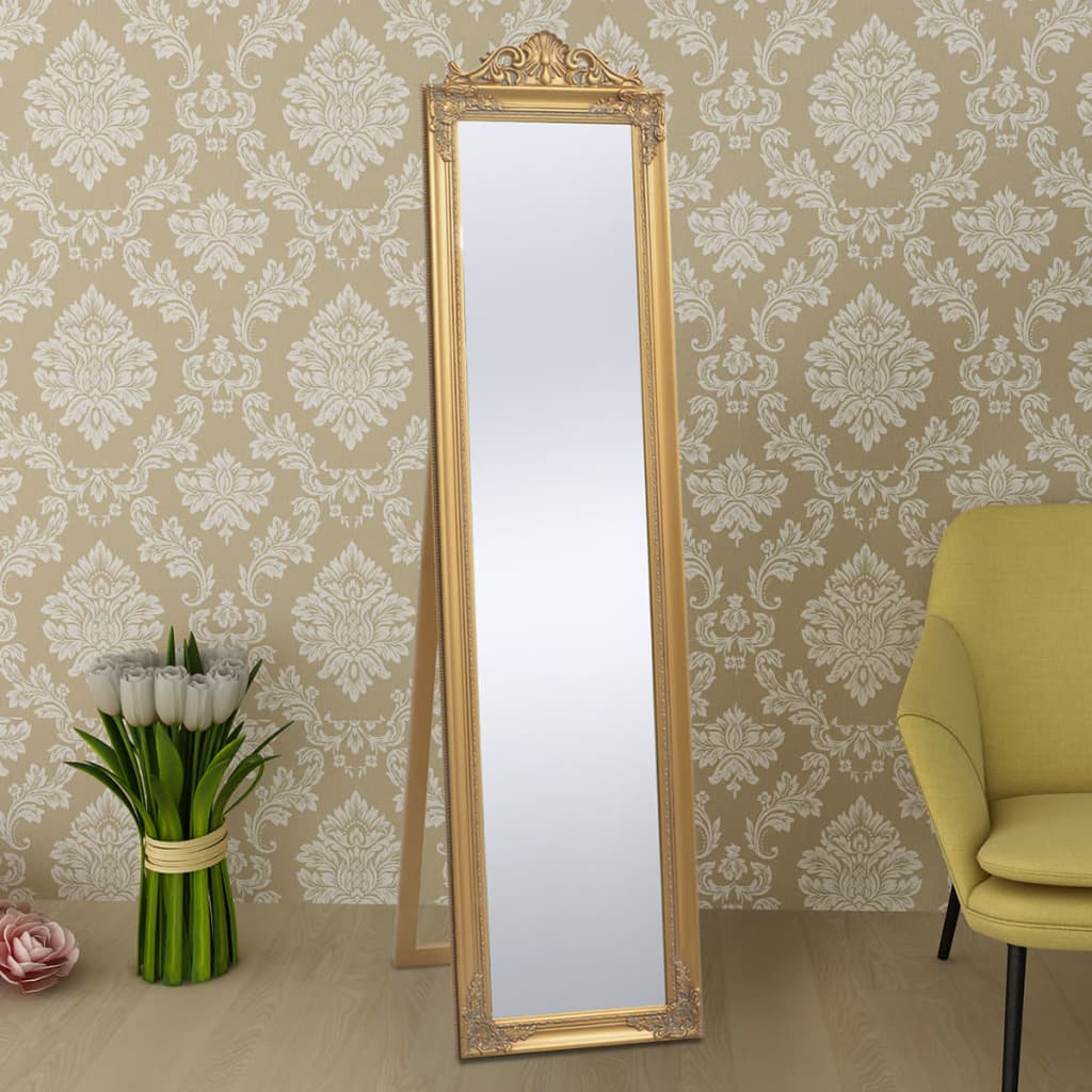 vidaXL Samostatne stojace zrkadlo, barokový štýl 160x40cm, zlaté