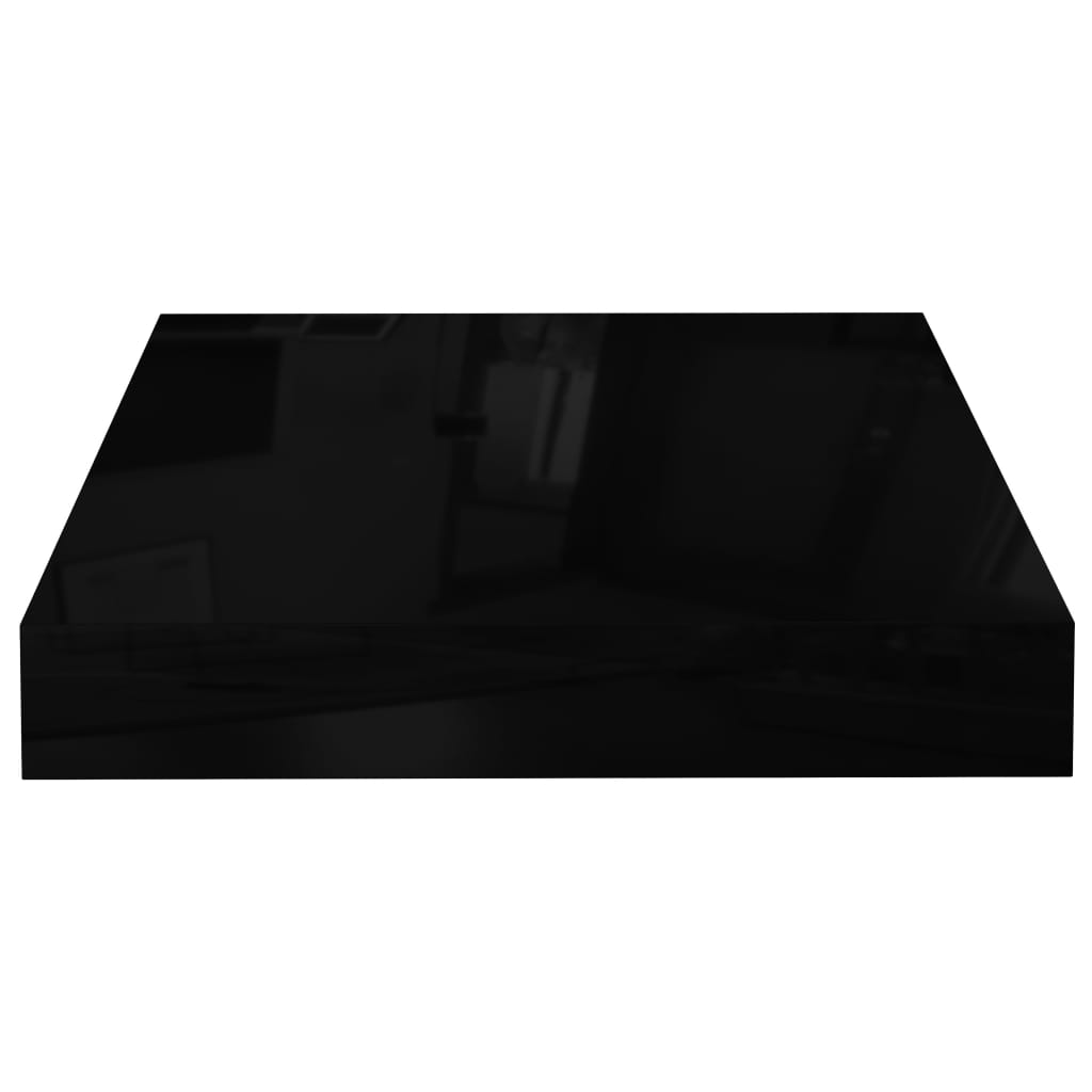 vidaXL Plávajúca nástenná polica, lesklá čierna 23x23,5x3,8 cm, MDF