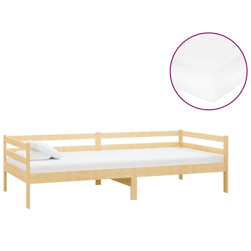 vidaXL Denná posteľ s matracom 90x200 cm, borovicový masív