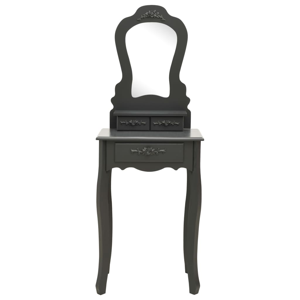 vidaXL Toaletný stolík so stoličkou, sivý 50x59x136 cm, paulovnia
