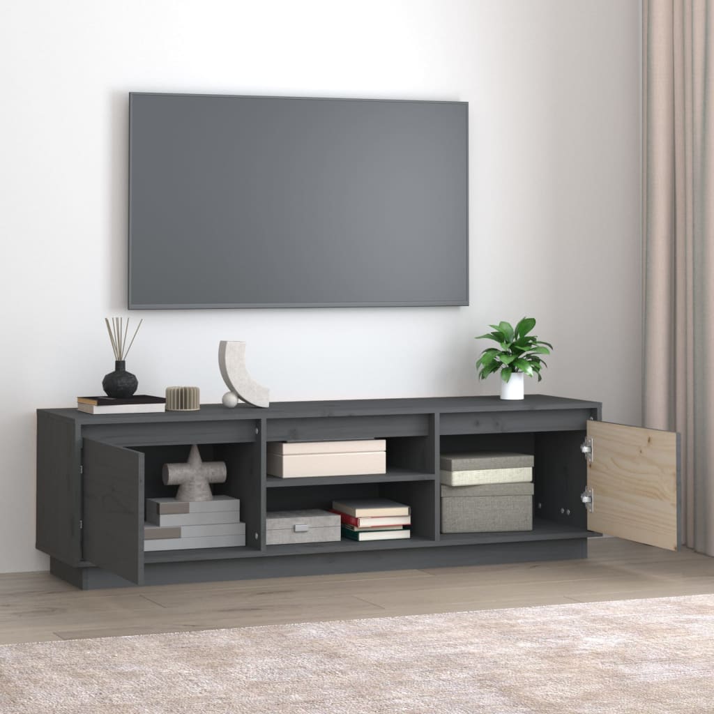 vidaXL TV stolík sivý 140x35x40 cm masívna borovica
