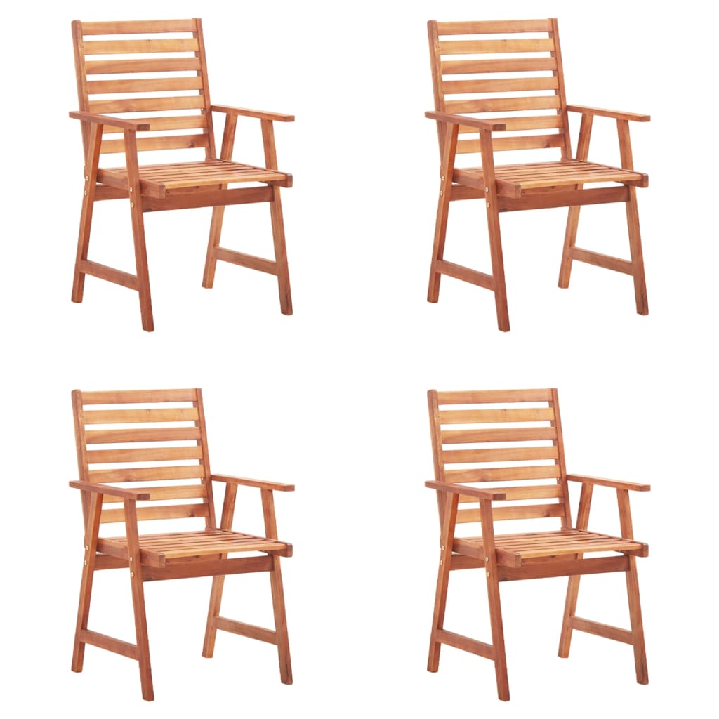 vidaXL Vonkajšie jedálenské stoličky 4 ks s podložkami akáciové drevo
