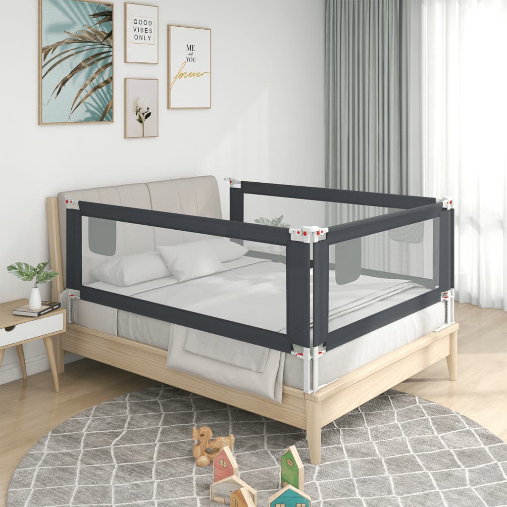 vidaXL Zábrana na detskú posteľ tmavosivá 180x25 cm látka