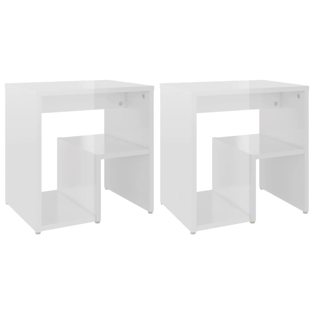 vidaXL Nočné stolíky 2 ks lesklé biele 40x30x40 cm drevotrieska
