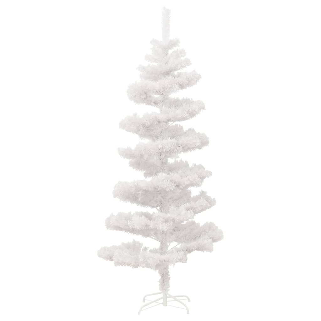 vidaXL Špirálový osvetlený vianočný stromček+stojan, biely 180 cm, PVC