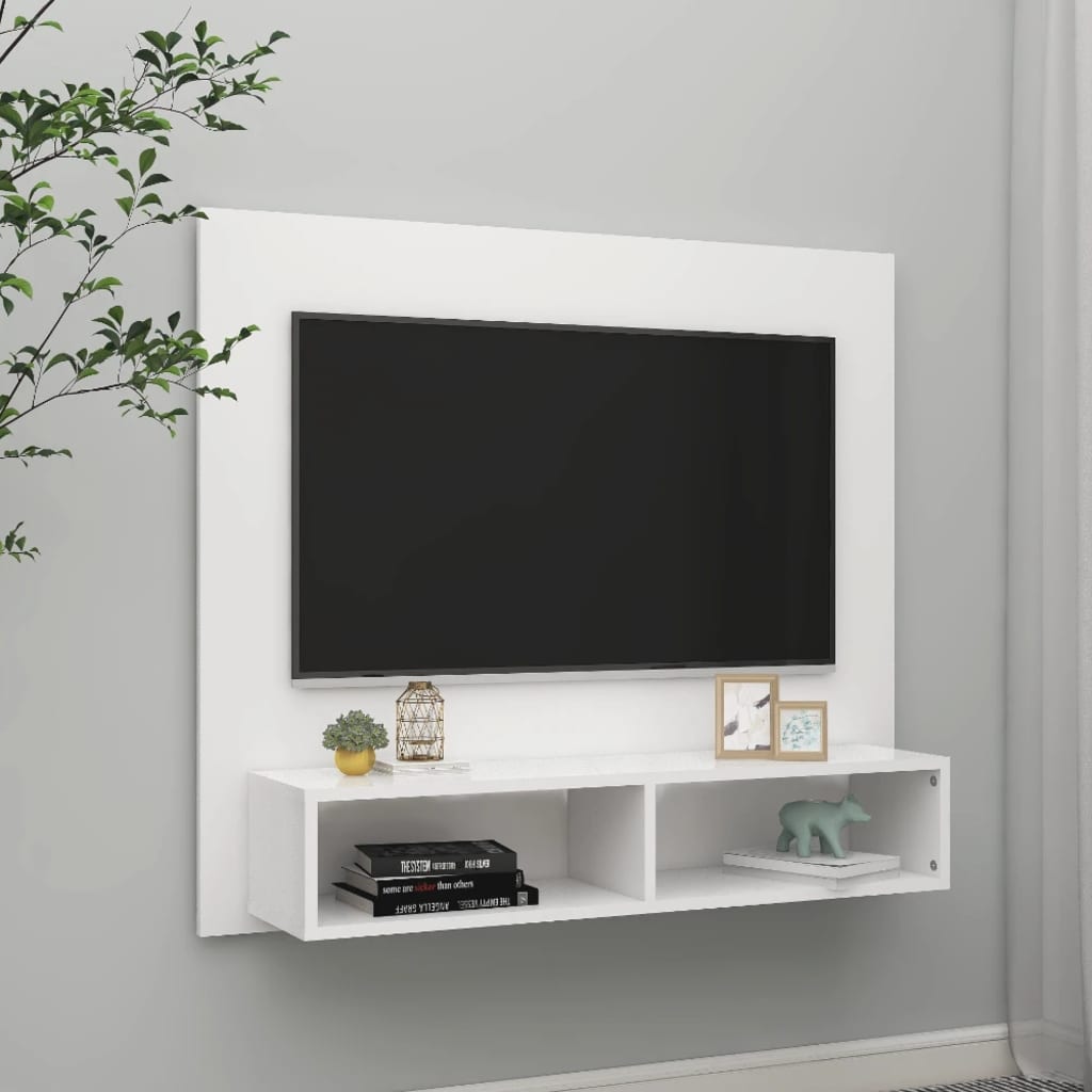 vidaXL Nástenná TV skrinka biela 102x23,5x90 cm drevotrieska