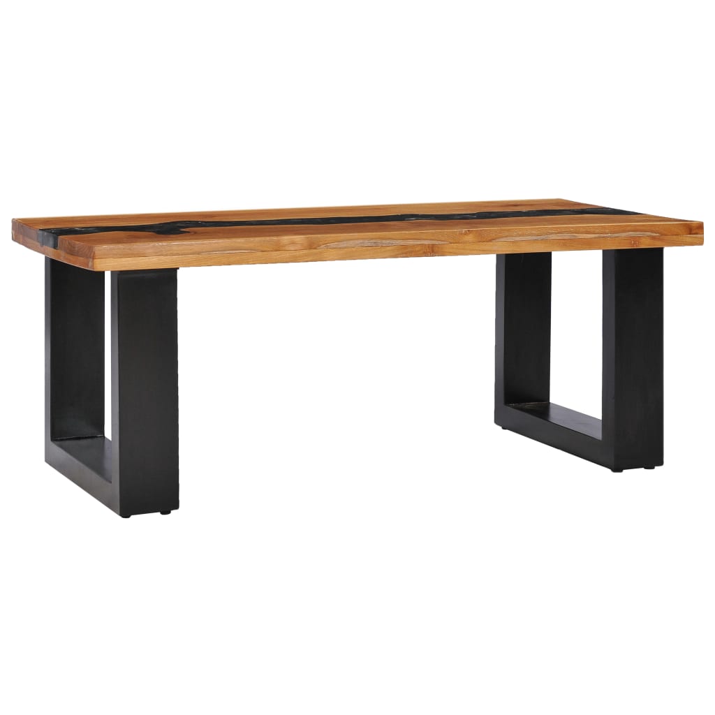 vidaXL Konferenčný stolík 100x50x40 cm masívne teakové drevo a polyresin