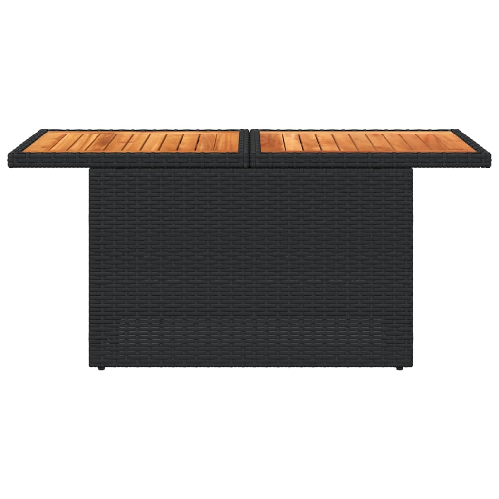 vidaXL Záhradný stôl čierny 100x55x73 cm polyratan a akáciové drevo