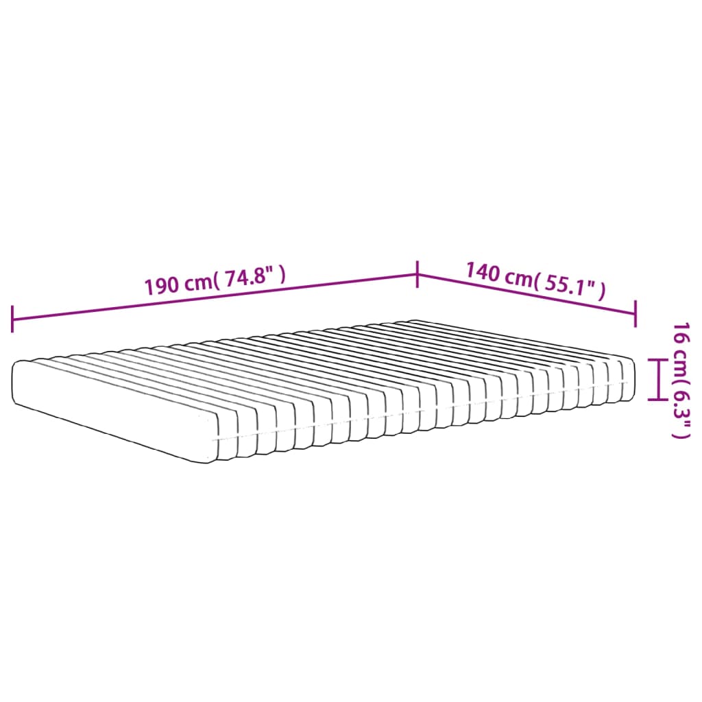 vidaXL Penový matrac stredne mäkký 140x190 cm