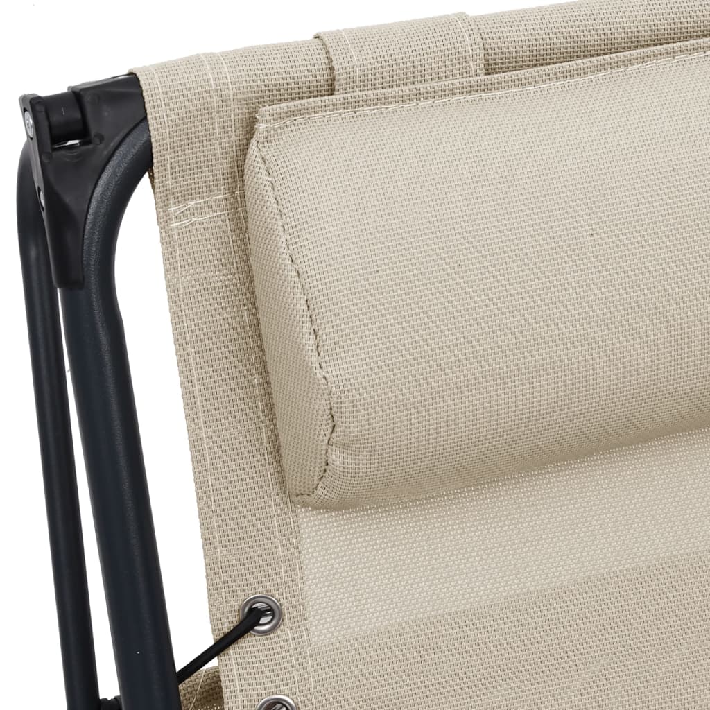 vidaXL Skladacia terasová stolička textilénová krémová