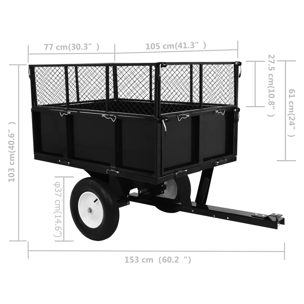 vidaXL Vyklápací prívesný vozík na kosačku, nosnosť 300 kg