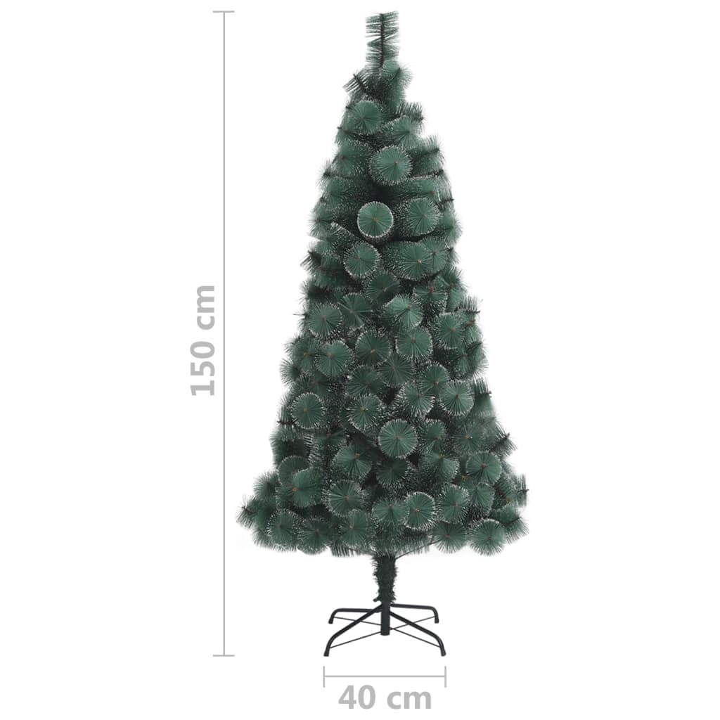 vidaXL Umelý vianočný stromček s LED a sadou gúľ, zelený 150cm PVC+PE