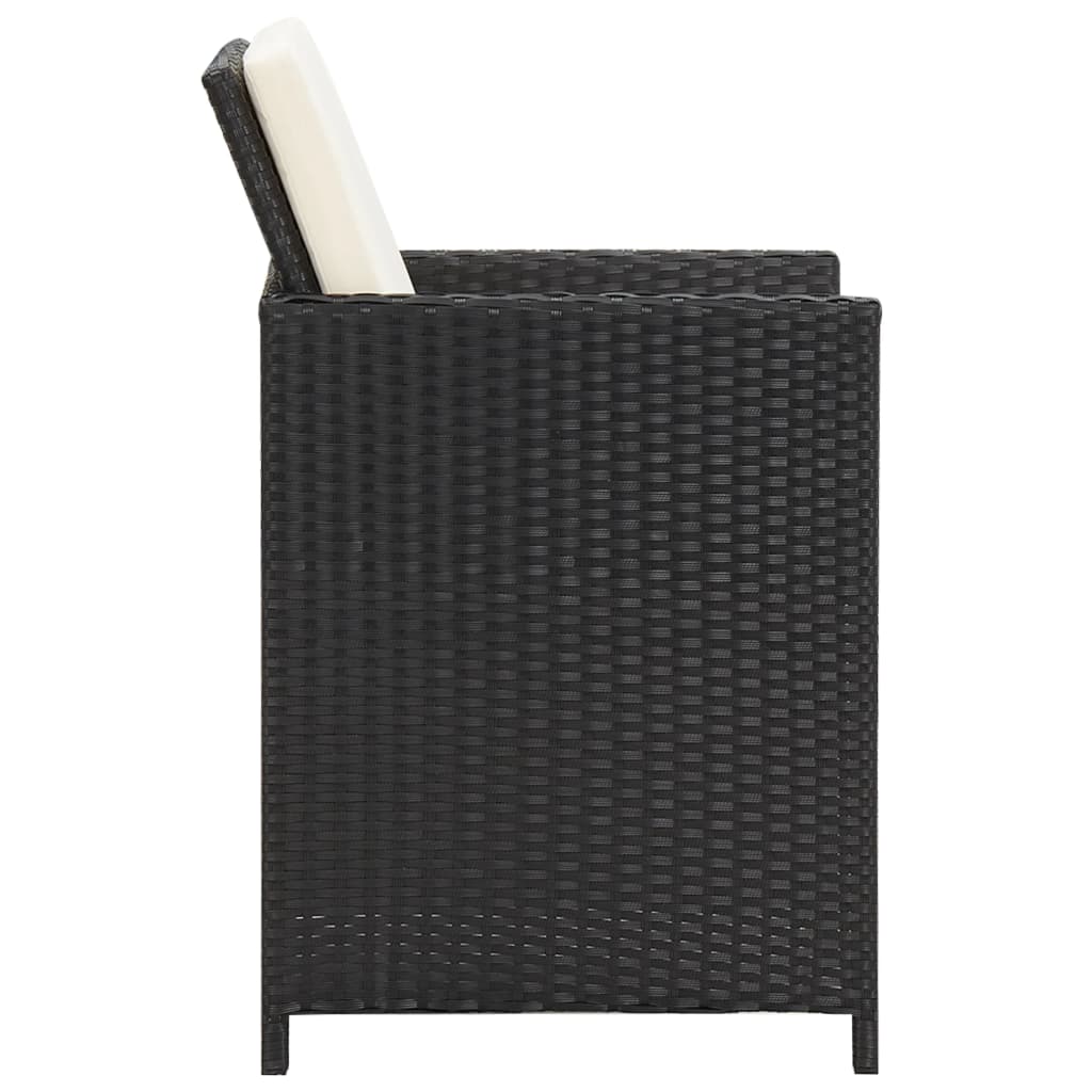 vidaXL Záhradné stoličky 2 ks, podložky a vankúše, polyratan, čierne