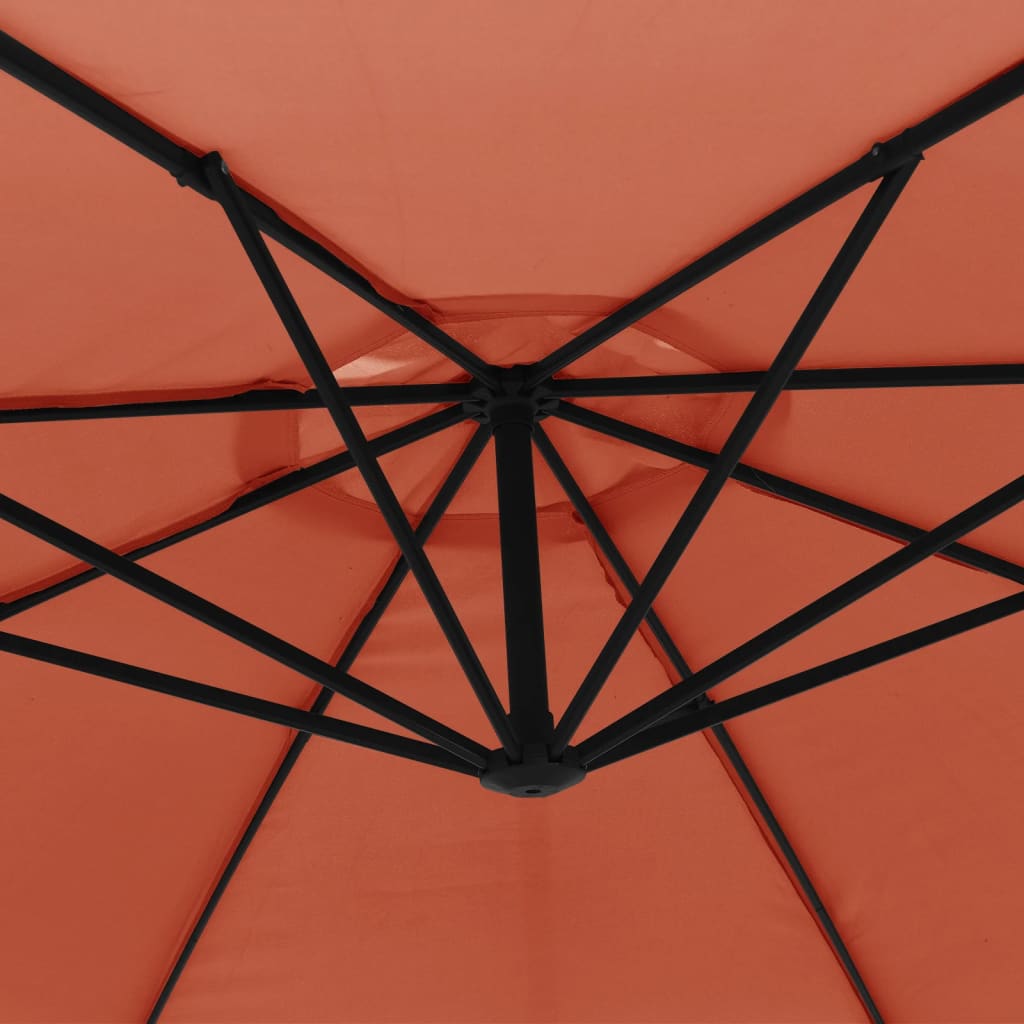 vidaXL Závesný slnečník s hliníkovou tyčou 350 cm tehlovo-červený