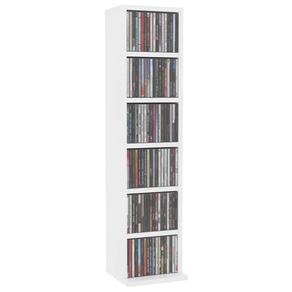 vidaXL Skrinka na CD, biela 21x20x88 cm, kompozitné drevo
