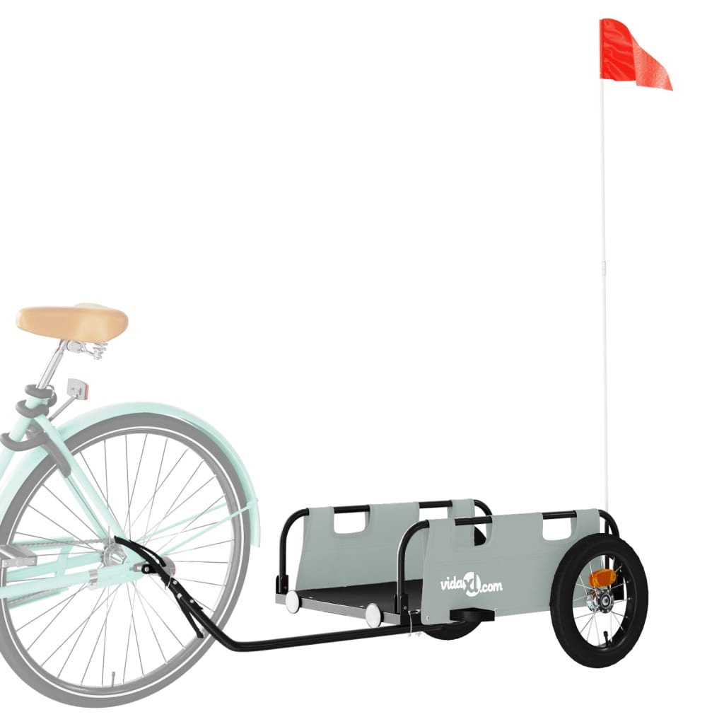 vidaXL Príves na bicykel sivý oxfordská látka a železo