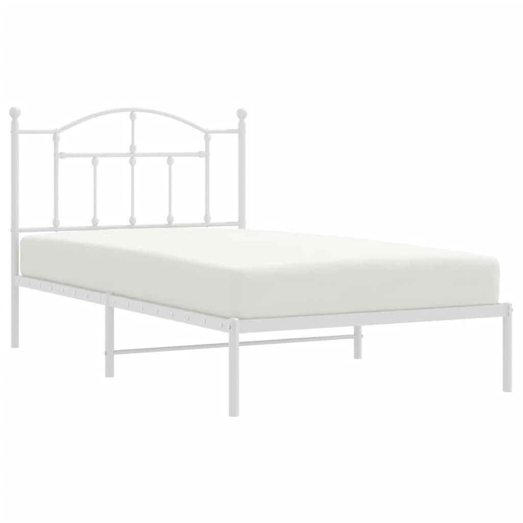 vidaXL Kovový rám postele s čelom biely 100x190 cm