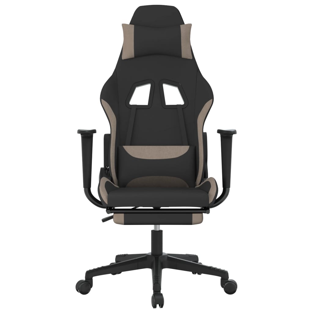 vidaXL Herná stolička s podnožkou čierna a sivohnedá látková