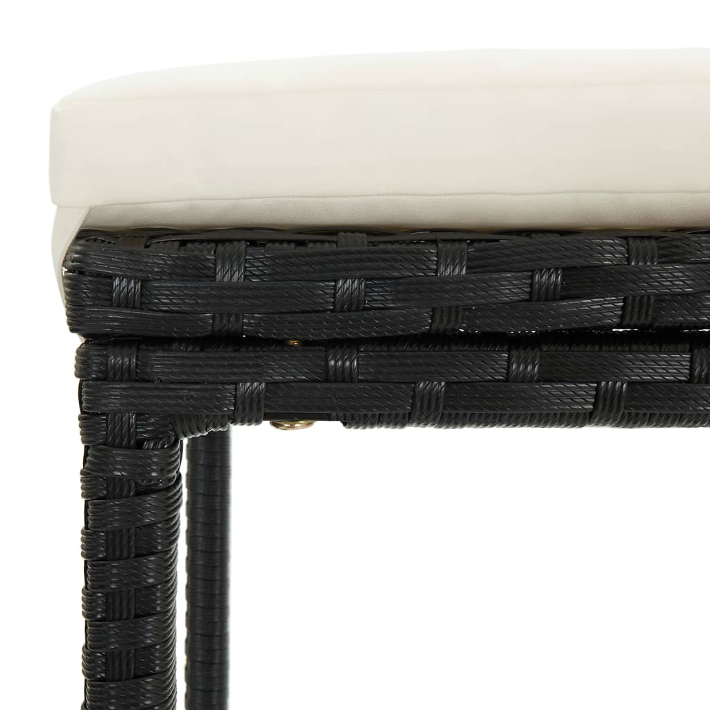 vidaXL Barové stoličky s vankúšmi 3 ks čierne polyratan